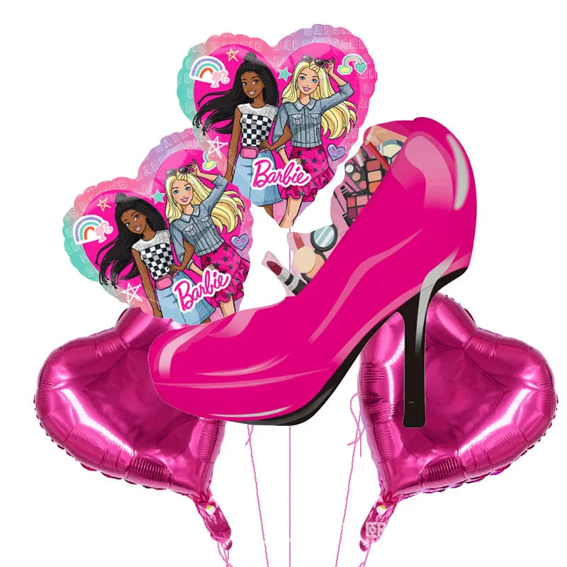 5pcs Barbie Princess Theme Foil Balloons Set Baby Shower Kids Girl