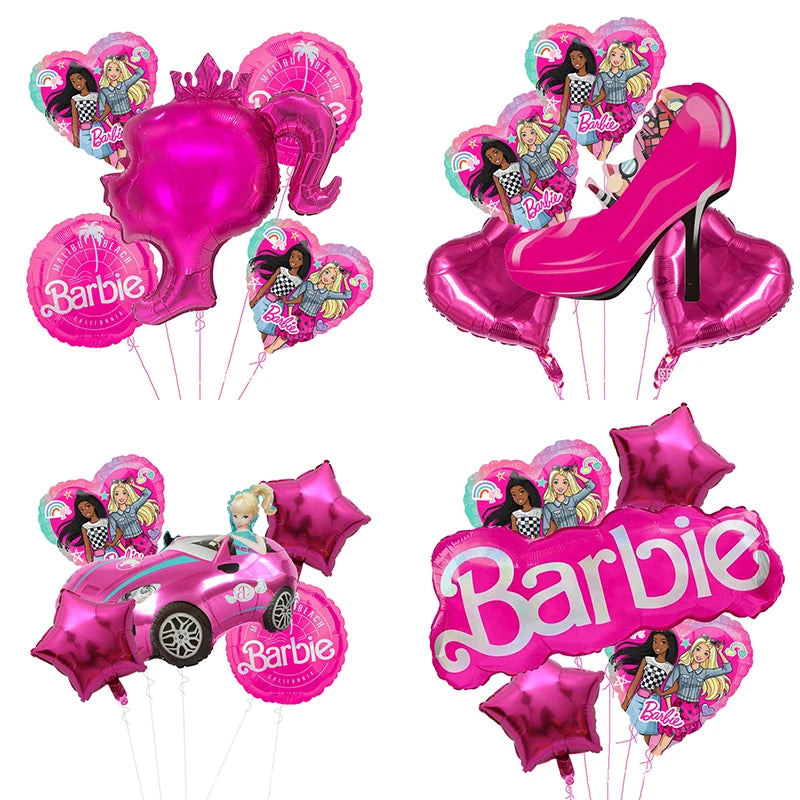 5pcs Barbie Princess Theme Foil Balloons Set Baby Shower Kids Girl
